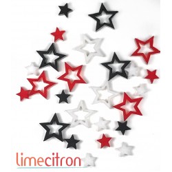 Acrylique - Petites étoiles (rouges, blanches et noires)