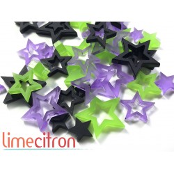 Acrylique - Petites étoiles (limes, mauves et noires)
