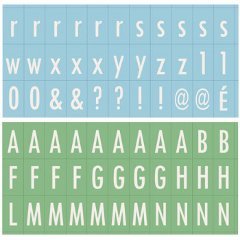 Mini blue-green alphabet - Printable